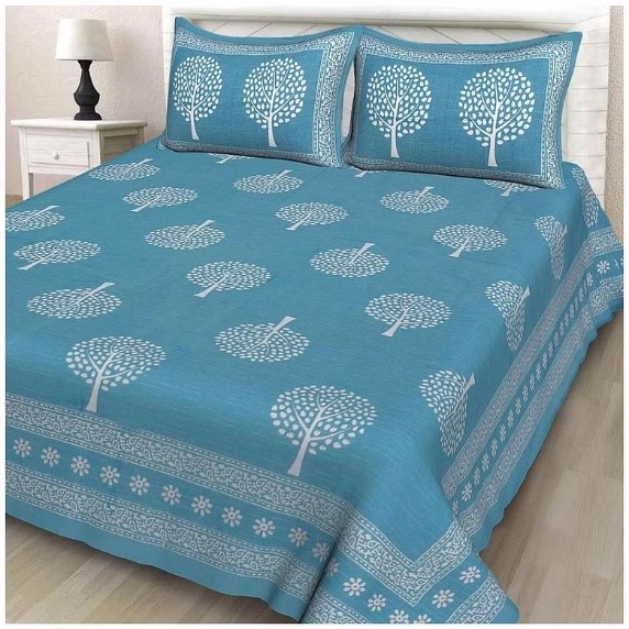 Cotton Double Bedsheet With Pillow Covers Jaipuri Print - Apkainterior