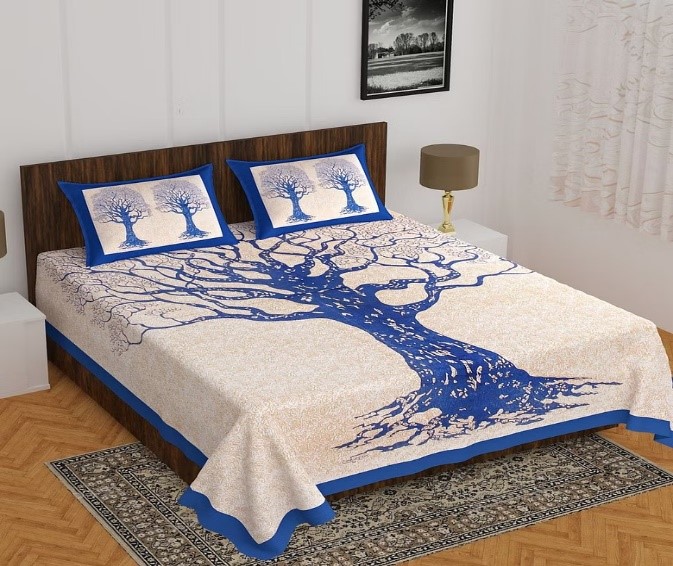 Cotton Double Bedsheet With Pillow Covers Jaipuri Print - Apkainterior